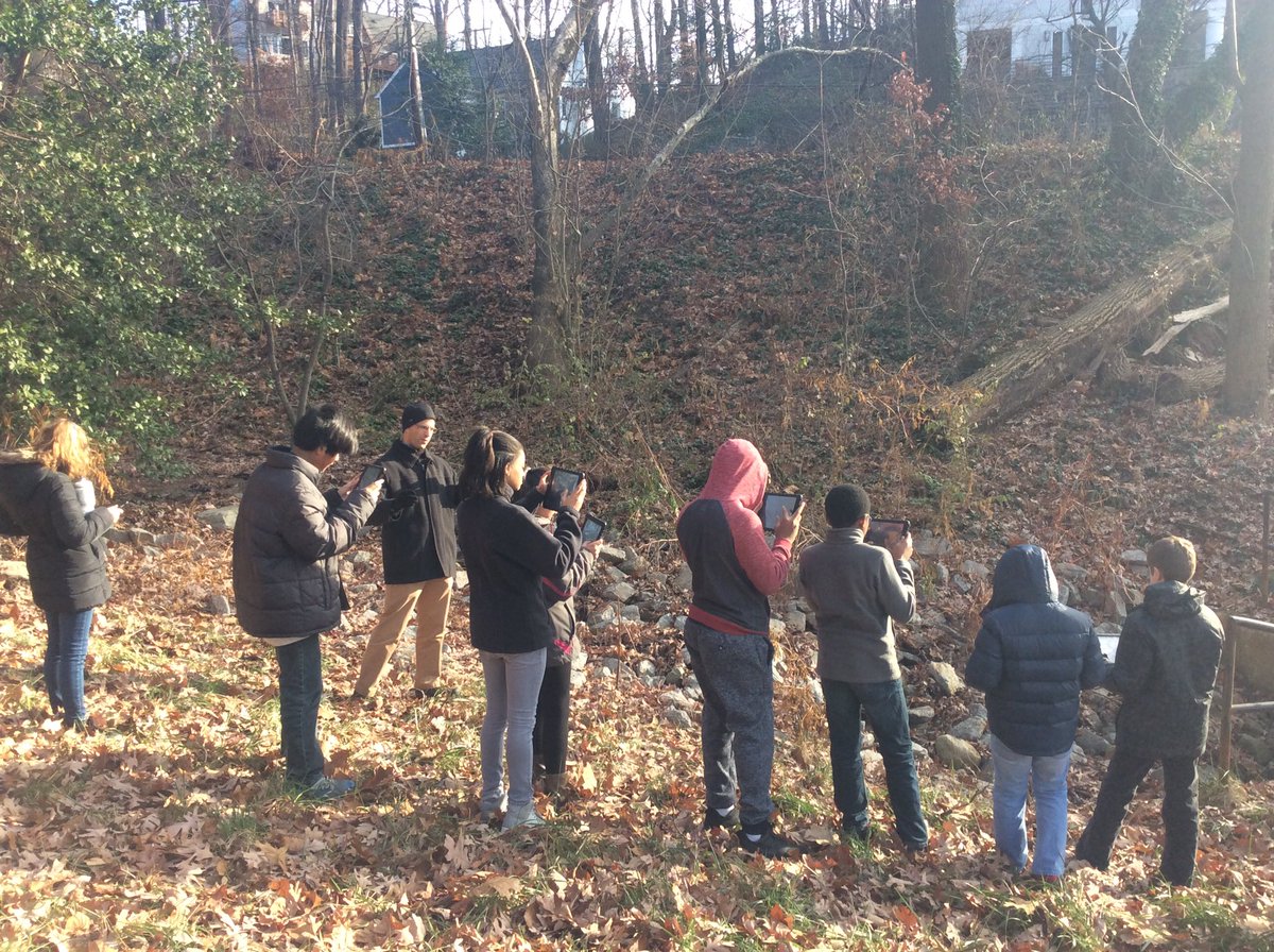 Working on our <a href="/earthforce/">Earth Force</a> watershed inventory with  expert Jason Papacosma from <a href="/ArlingtonDES/">Arlington Department of Environmental Services</a> #gunstonpride #APS_STEM #APSscience