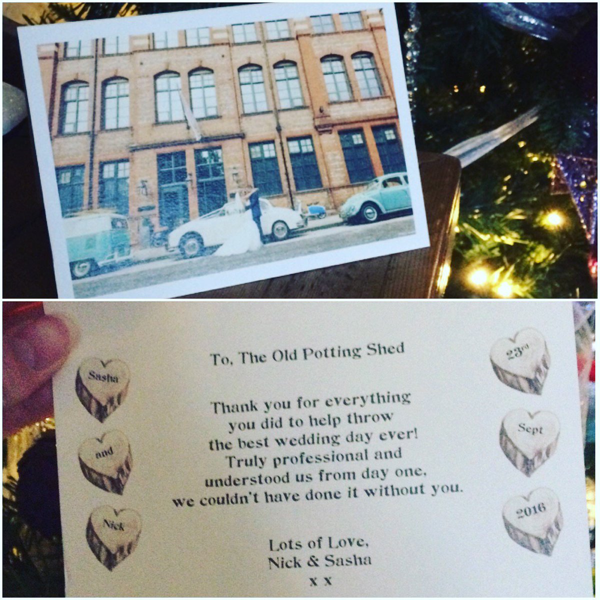 OldPottingShed's tweet photo. Thank you Nick &amp; Sasha for our beautiful thank you card #thankyou #card #feelingthelove https://t.co/ua6gF5JHTN