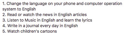 ILAWashingtonDC's tweet photo. By making small changes on a daily basis; learning English will become a habit instead of a chore. Give these tips a try! #iloveila https://t.co/XzlzTqUH1e