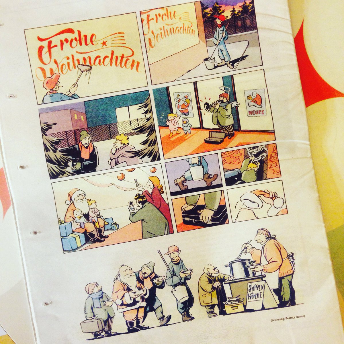 comicinvasionb's tweet photo. #CIB16 comic contest winner Beatrice Davies draws a comic for the street newspaper Strassenfeger / @strfeger. Pick one up these days! https://t.co/kYryGjLCw4