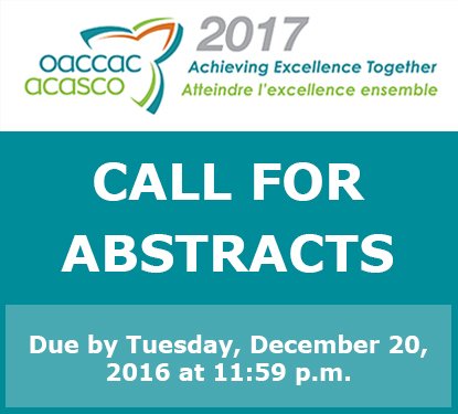 OACCACarchive's tweet photo. Abstracts for our 2017 conference are due tomorrow! Submit yours now: https://t.co/jGMhdoz7aI https://t.co/zaCtOuOrCv