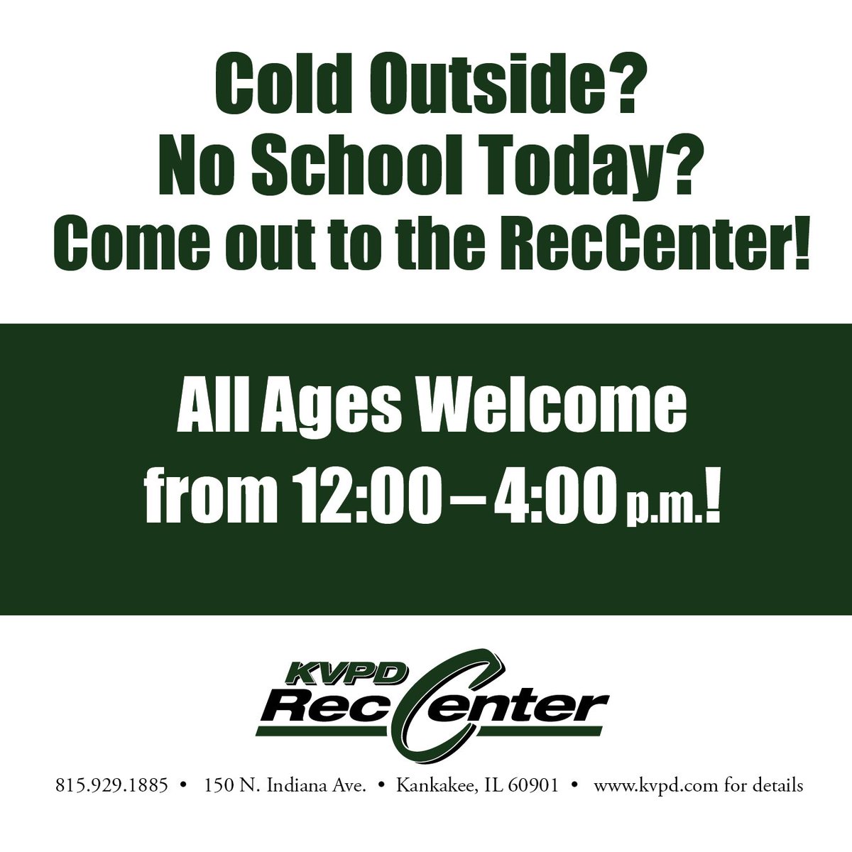 Shake off the cold with the KVPD.
We offer Volleyball, Dodgeball, Basketball and much more!
kvpd.com/docs/2016RecCe…