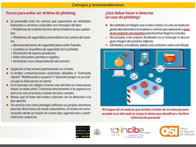 ¿Qué debes hacer si detectas
un caso de phishing?¿Conoces los trucos para evitar ser victima? Sigue las recomendaciones de la <a href="/osiseguridad/">Oficina de Seguridad del Internauta</a>