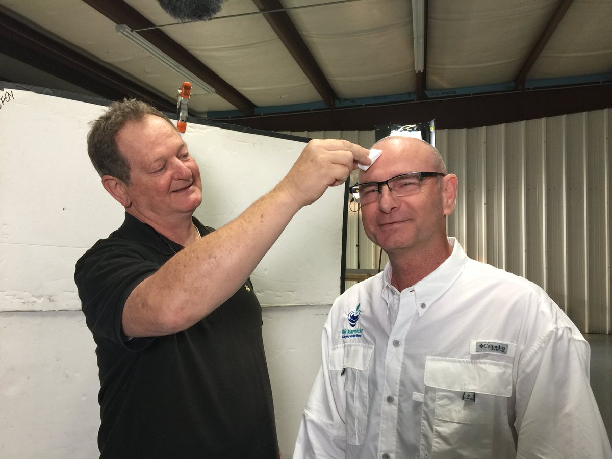 BaitMavericks's tweet photo. Even tough guys can use a little touch up for the camera! Don't miss Bait Mavericks on #Discovery Channel's #Innovations series next month! https://t.co/W1WjgLPbcb
