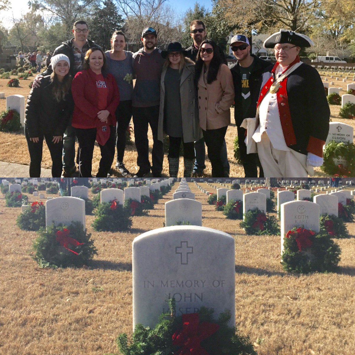 ncino's tweet photo. .@nCino helped place 3,000+ wreaths on veteran gravestones. Grateful to @WreathsAcross for organizing this special event each year! #nVolve https://t.co/8hnS45fgiX