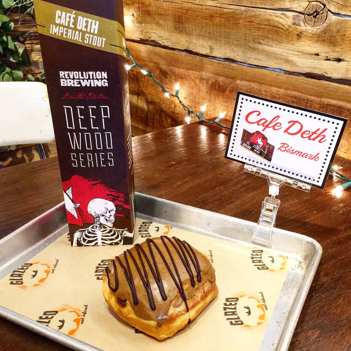 RevBrewChicago's tweet photo. We teamed up w/ @goglazed to bring you the #CafeDeth Bismarck! Available today through 12/26. #chicagobeer #chicagodoughnuts #chicagomade https://t.co/iOkkVo6bwA