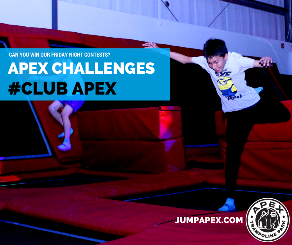 JumpApex's tweet photo. Are you up for our #ApexChallenges?! Only at #ClubApex - Every Friday - 9pm-Midnight at #JumpApex. Be a winner! https://t.co/zshqWCfBUL