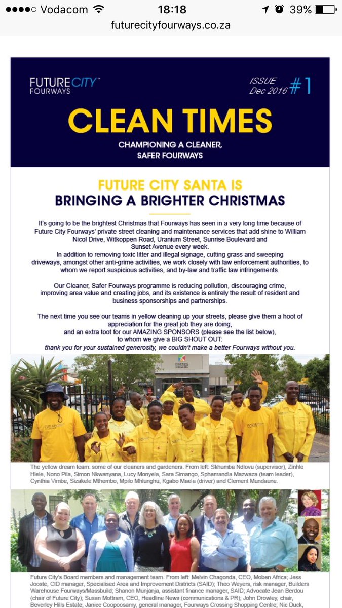 Win a R500 Pick n Pay voucher. Read Clean Times to find out how: futurecityfourways.co.za/read-all-about…