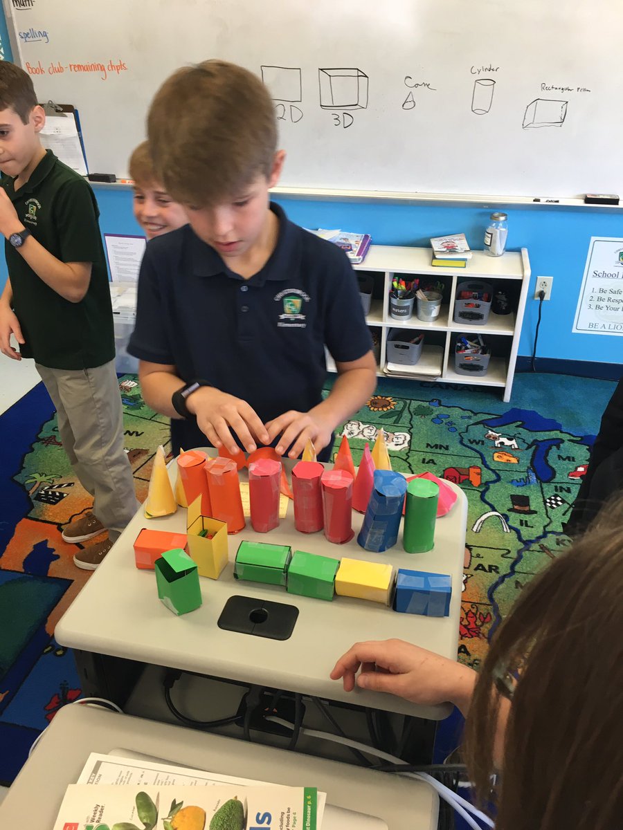 CBAWestChester's tweet photo. #5thgrade #blendedmath students teaching about nets and 3D shapes and teaching others to create #3D candy filled shapes https://t.co/pJOMiCi01O