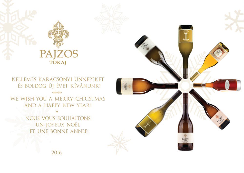 RitaTakaro's tweet photo. Christmas wishes from the #Pajzos winery from #Tokaj. #winelover #tokajlover #Furmint #Hárslevelű #TokajiAszú #Eszencia @WineofHungary https://t.co/l4uPbOgTSV