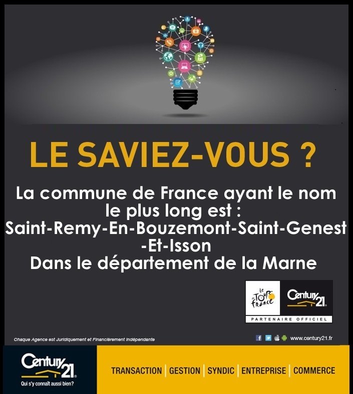 AurayCentury21's tweet photo. Le nom de #commune le plus long en #France se situe en #seineetmarne ! #anectode #immobilier #CENTURY21 #lesaviezvous https://t.co/Kc52pAzKb6