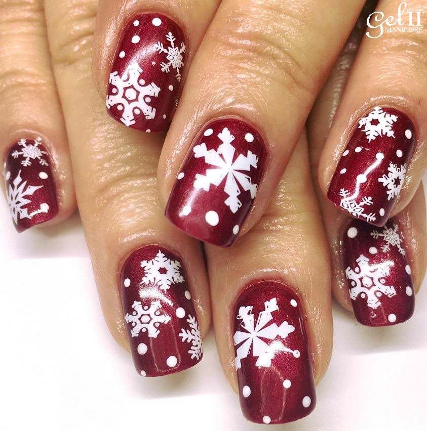 ❄️✨💅🏻 It's a snowflake month! Cute holiday nails by Classy &amp; Fabulous 
COLOR used #CactusWine
▶︎ SHOP ▶︎ ow.ly/ZwIr307426r