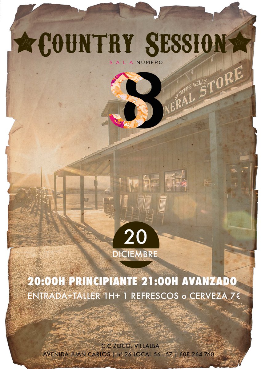 SalaNumero8's tweet photo. #CountrySession mañana 20 de diciembre en #SalaNumero8 a partir de las 20 ¿Os apuntáis? https://t.co/rjf5lEsRXe