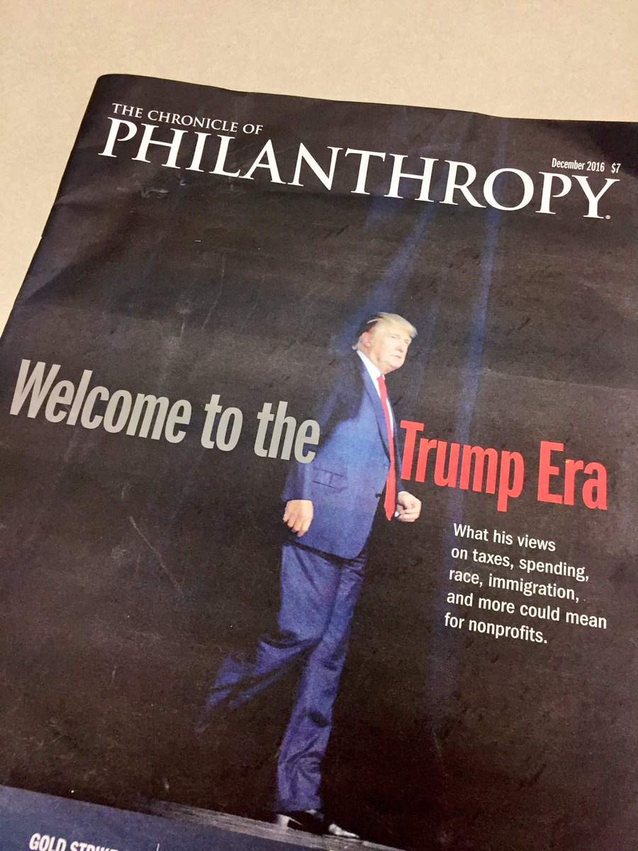 Reading Dec <a href="/Philanthropy/">The Chronicle of Philanthropy</a> issue. Obama's 1st yr he built the <a href="/WhiteHouse/">The White House</a> Office for Social Innovation. Trump's 1st year? #DoesntLookGood