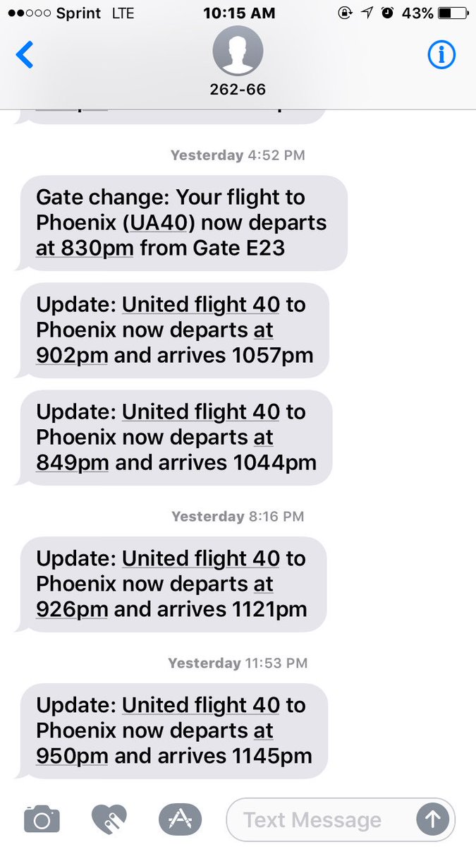 d2wgray1's tweet photo. @united so upset. My flight was delayed 4 times yesterday. I ended up getting home, which I am thankful for 3 hrs 45 min later. Proof?! https://t.co/aJQg9UAEcp