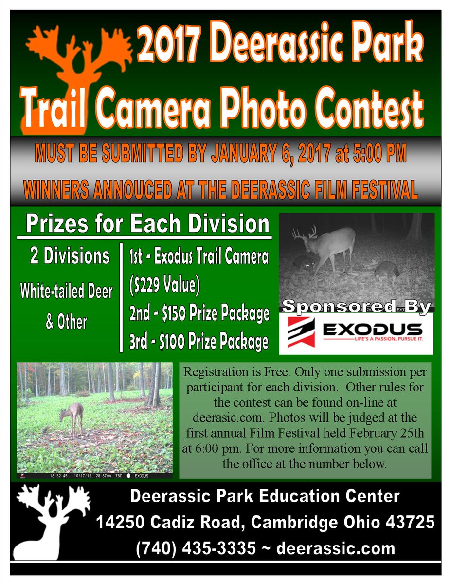 Don't Forget to register to Deerassic's 2017 Trail Camera Photo Contest. Registration found at the link provided.  ow.ly/CRTj307gKiD