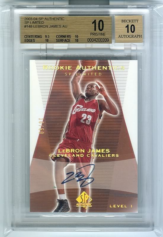 PriceGuideApp's tweet image. A 03/04 @UpperDeckSports SP Authentic LeBron James BGS 10 sold last week &amp;amp; made the 2016 Top Selling NBA Card List priceguideapp.com/basketball/mos…