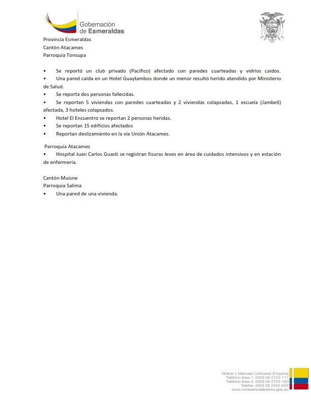 GoberEsmeraldas's tweet photo. Boletín preliminar #Sismo #Esmeraldas https://t.co/3VXJXefSB6