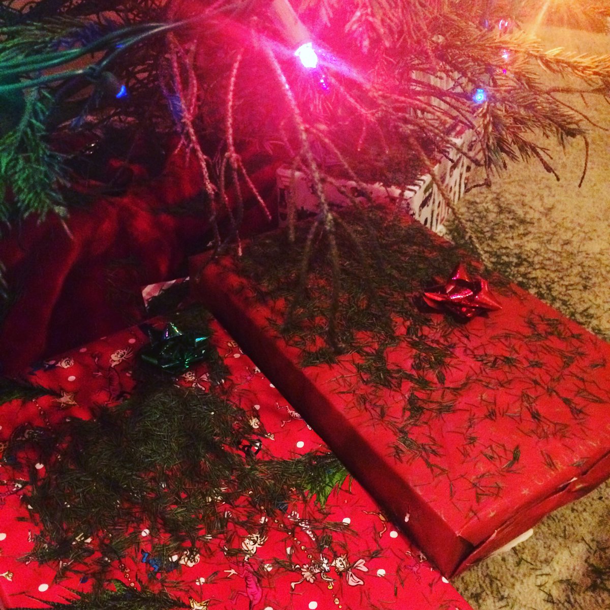 sarahdormat's tweet photo. This Christmas tree is a nightmare. #NEEDLENIGHTMARE https://t.co/o0rQjoJqWN
