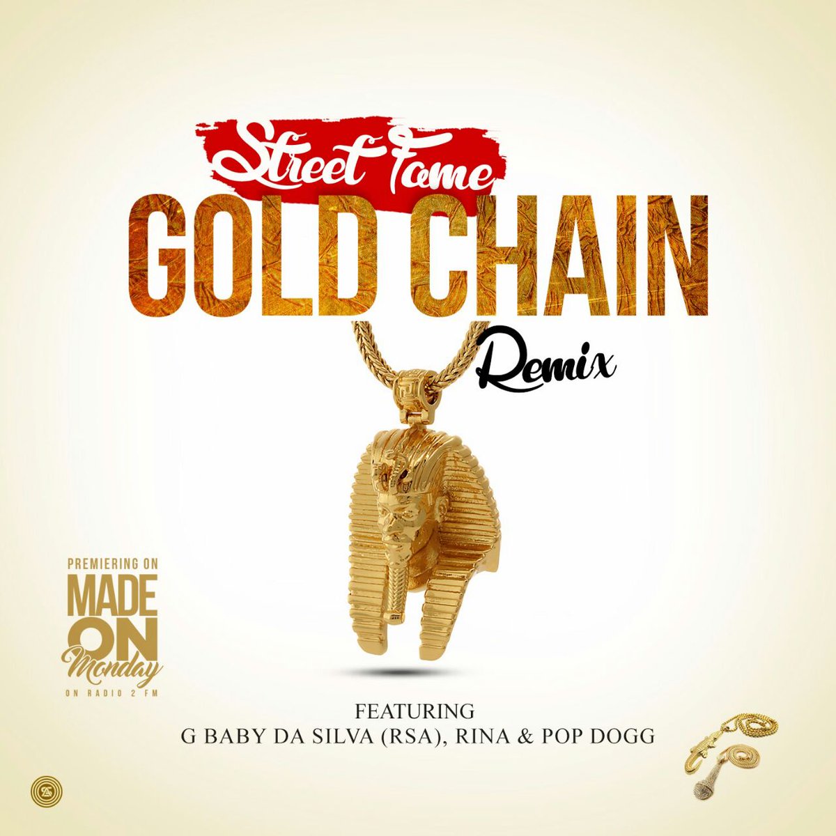 Joynathu's tweet photo. #NP on #MadeOnMonday on Radio 2 FM #PREMIERE > Street Fame Feat G Baby Da Silva (RSA), @rinageneral1 &amp; @PopDogg1 – Gold Chain (Remix) https://t.co/hJ9o24dBuq
