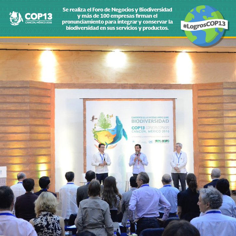 Las empresas deben trabajar con sustentabilidad, para ofrecer servicios que integren a la #biodiversidad. #COP13 #LogrosCOP13