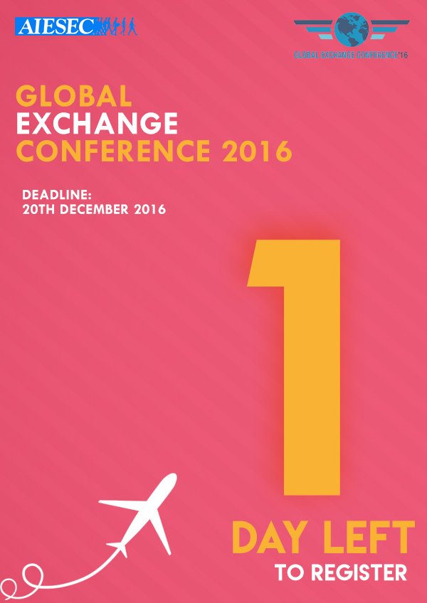 Samiha2800's tweet photo. Just another day left till registration for the Global Exchange Conference ends! 

Register now: https://t.co/70KyCSI7Cv https://t.co/laEOueiTJC