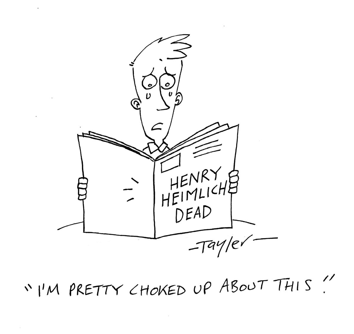 taylertoons's tweet photo. Henry Heimlich cartoon: #HenryHeimlich https://t.co/UcBq6xMEMp