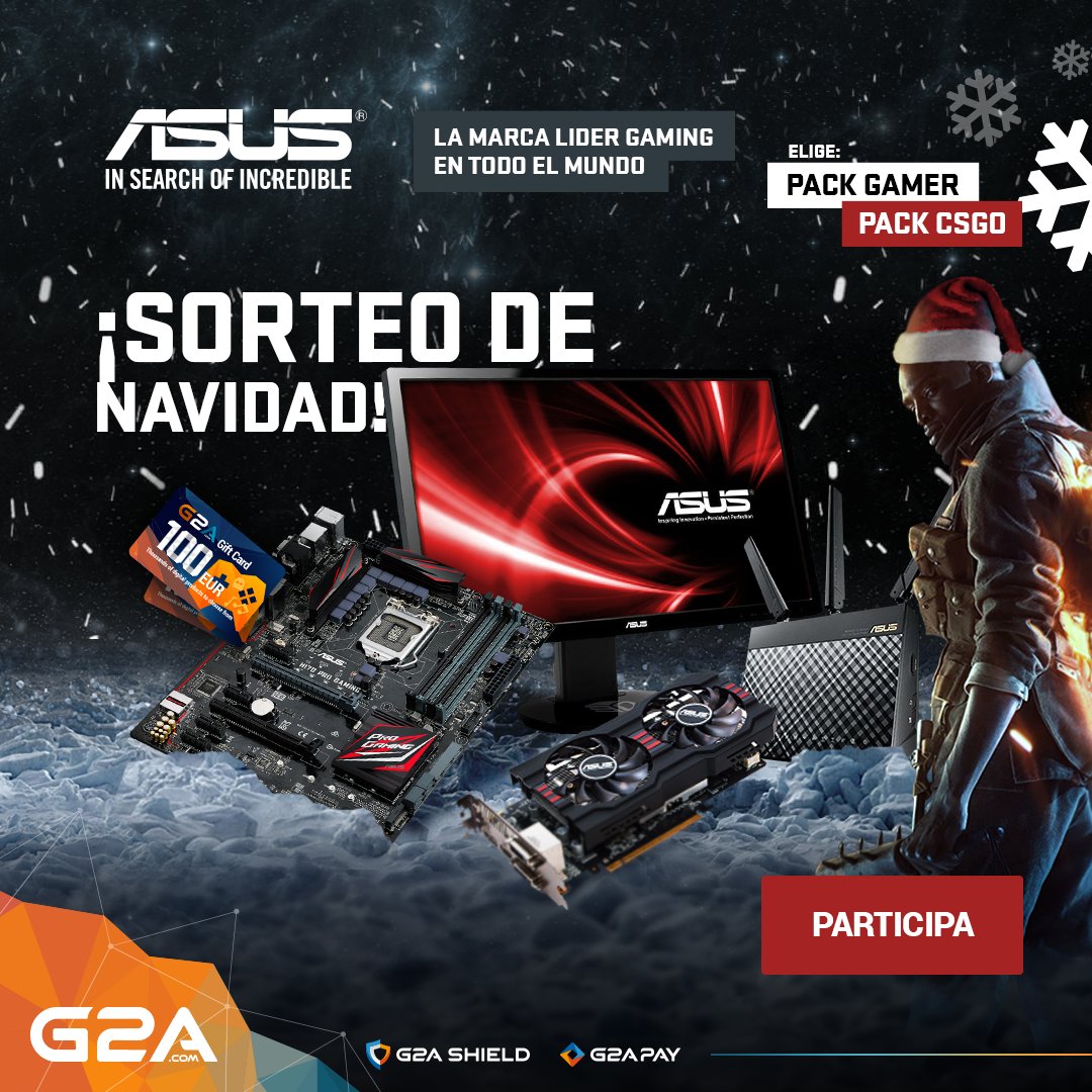 ¡¡¡Sorteo Navideño BESTIAL de la mano de <a href="/ASUSROGES/">ROG España</a> y G2A!!! ¡Este fantástico pack puede ser tuyo! --&gt; bit.ly/2h2hkEo