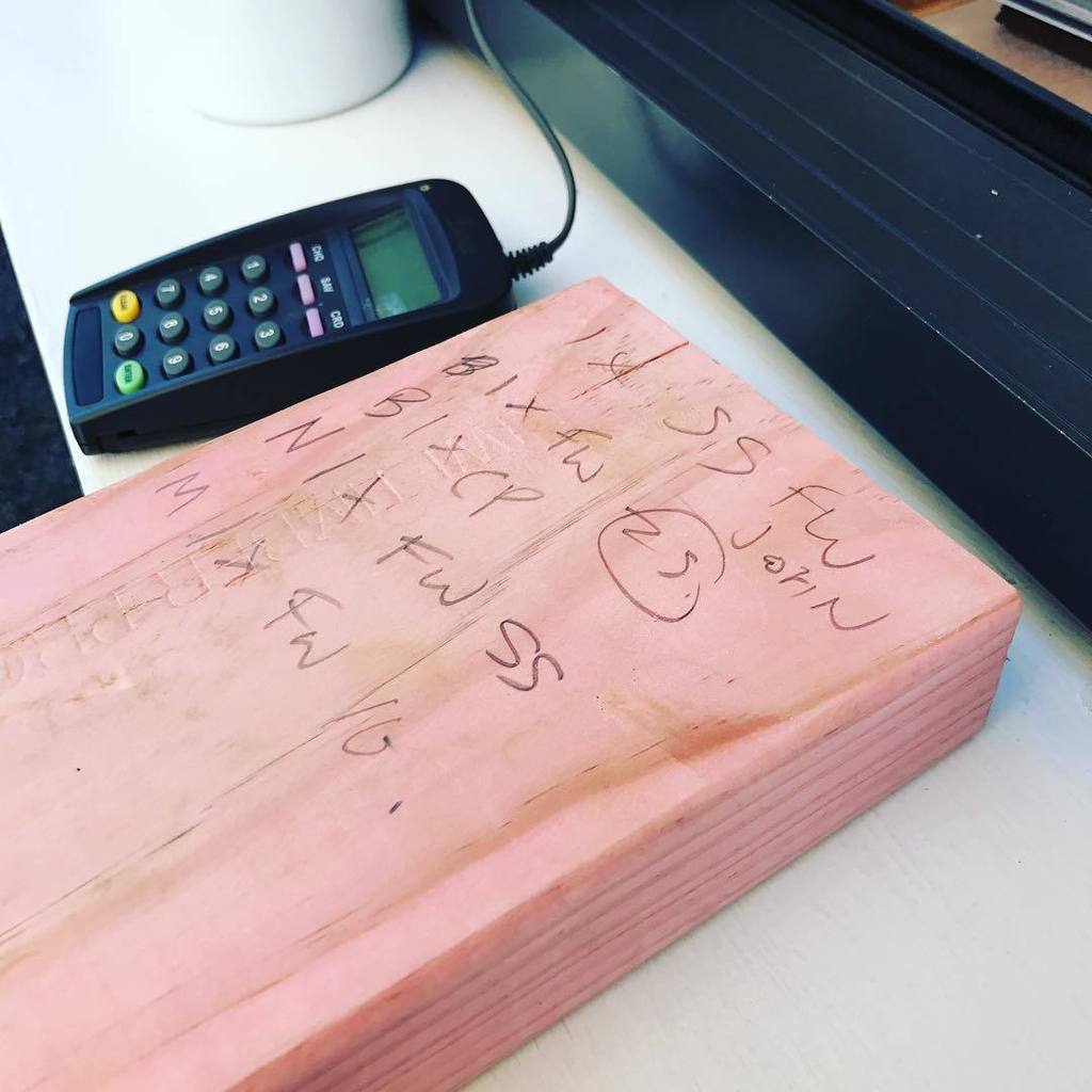 Coffee orders from the building site.