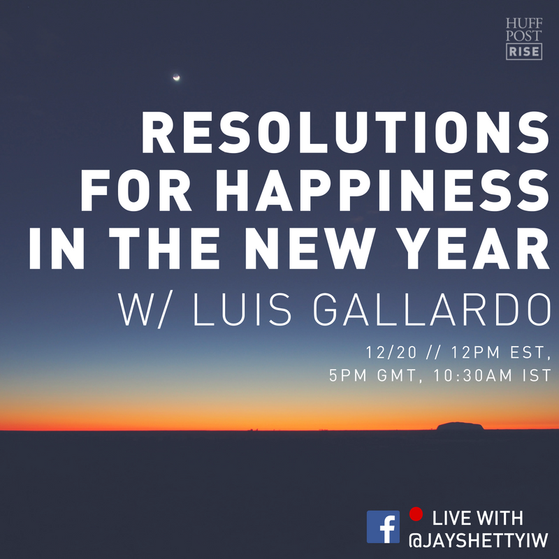 HuffPostRise's tweet photo. Join @JayShettyIW and @lgallardo tomorrow as they set New Years resolutions. Tune in on Facebook Live at 12PM EST, 5PM GMT, 10:30AM IST. https://t.co/4m2ScOOddA