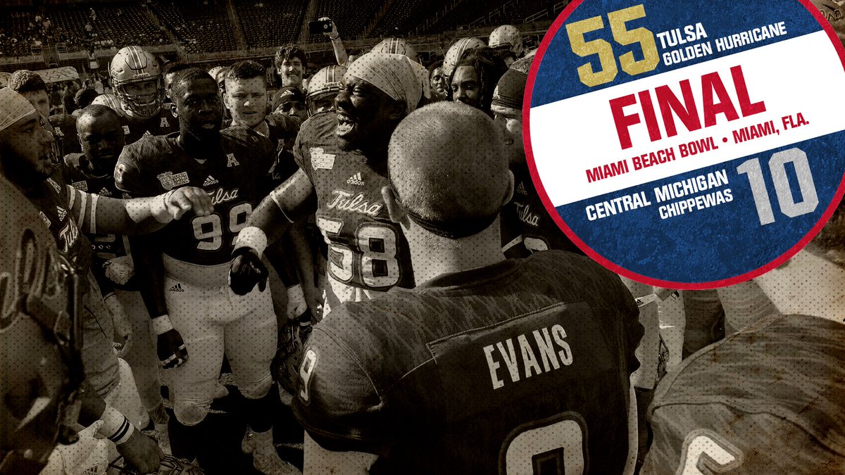 TulsaFootball's tweet photo. FINAL! MIAMI BEACH BOWL CHAMPIONS #ReignCane 👑🌀 https://t.co/RJQTZz4YXi