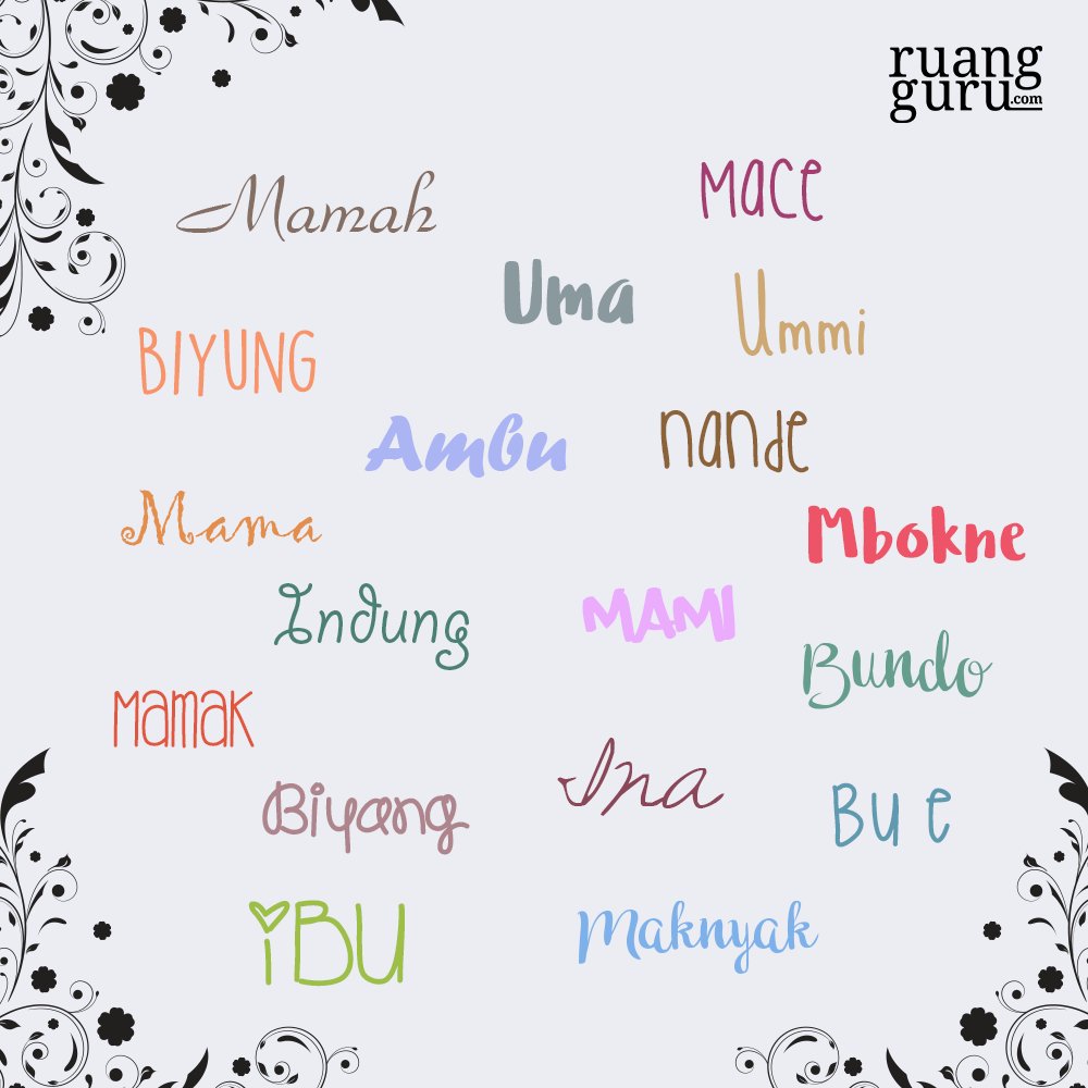 Berbagai sebutan untuk memanggil ibu. Punya sebutan lain di daerahmu? Atau mungkin panggilan sayang khusus u/ ibu? Reply ya :) #DidikanIbu