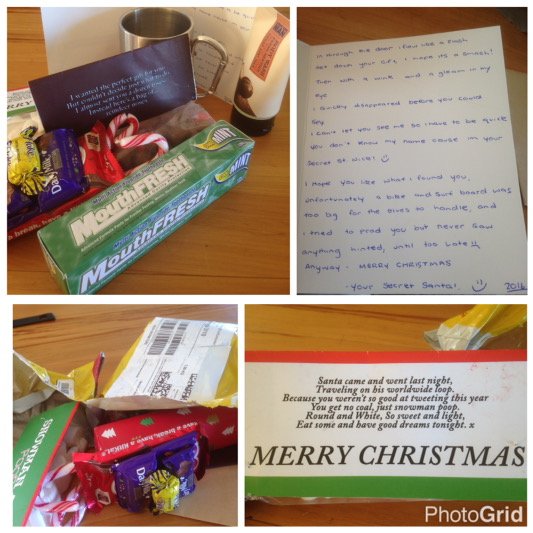 ColeBurmester's tweet photo. Epic #nzsecretsanta! Better than a surfboard and bike ;) Love the card. Is the toothpaste for after the #santapoop? https://t.co/pbkxOZ1Qs6
