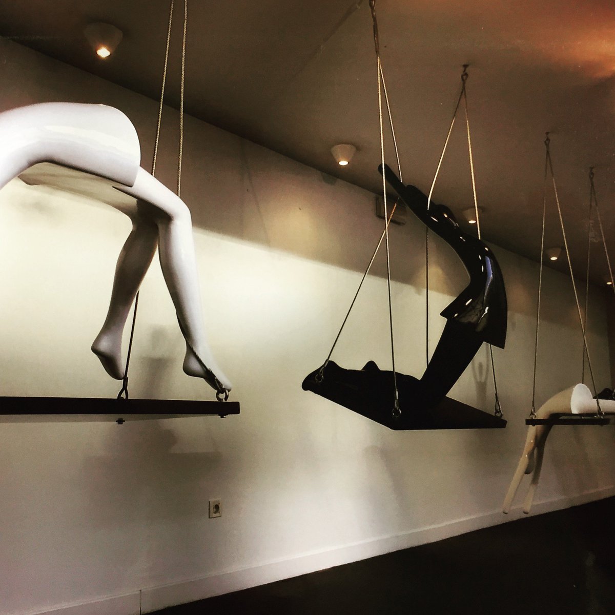 Marie Angelique on the swing. Sculpture works by Vassiliki.