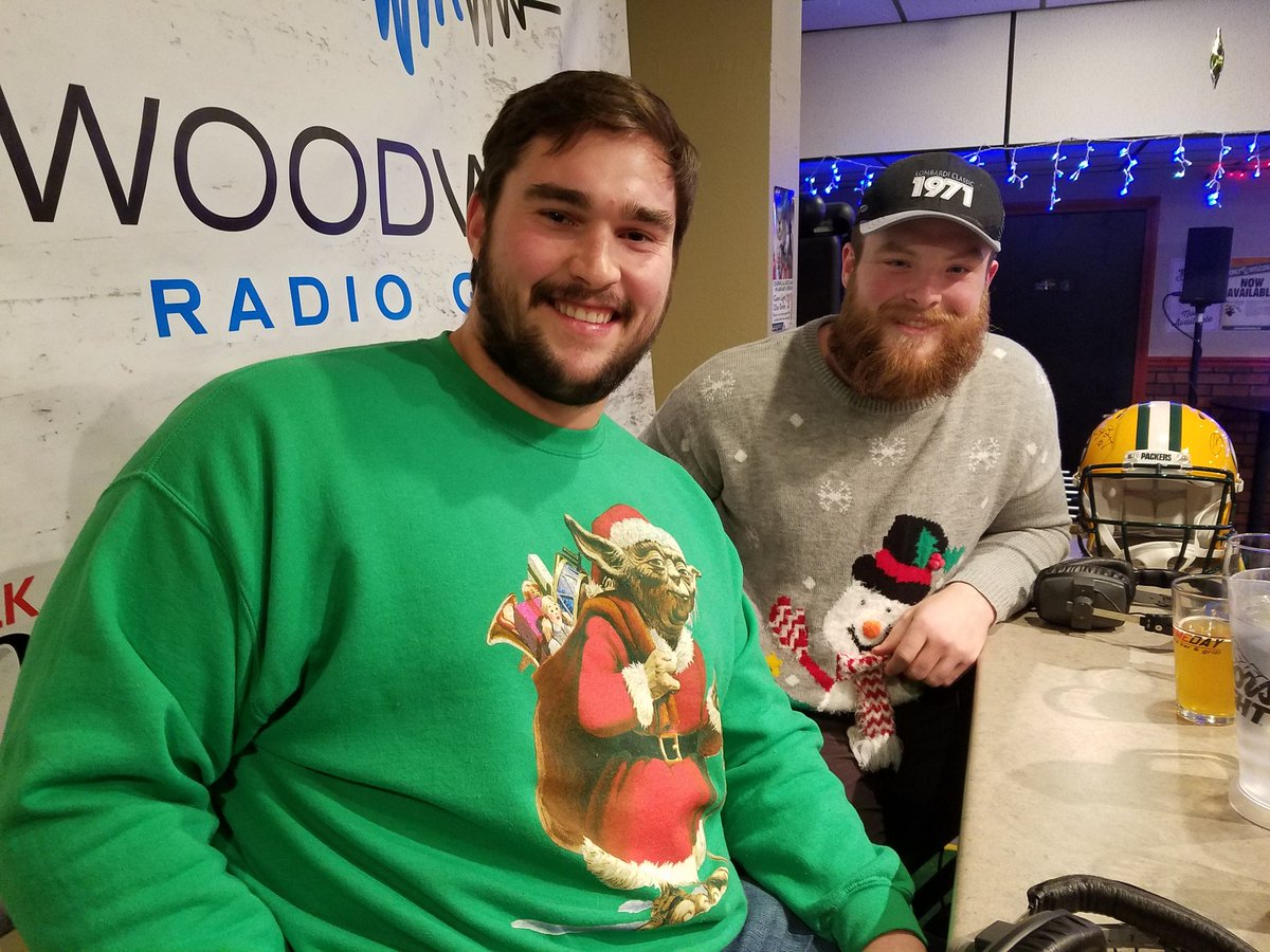 InTheHuddleShow's tweet photo. Great Christmas Sweaters @lucaspatrick67 & @AaronRipkowski ! #ITH2016 https://t.co/7tmKWtfNve