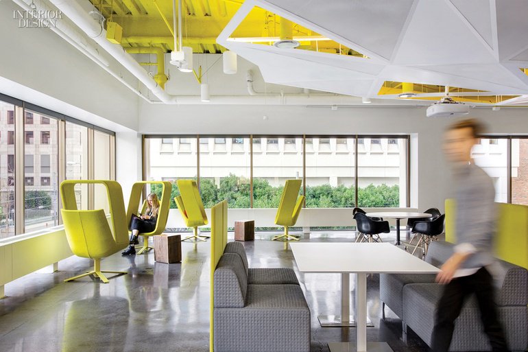 InteriorDesign's tweet image. Graphic treatments and color-coding figured prominently in Gensler's design of Autodesk's San Francisco office: bit.ly/2gOuNMN