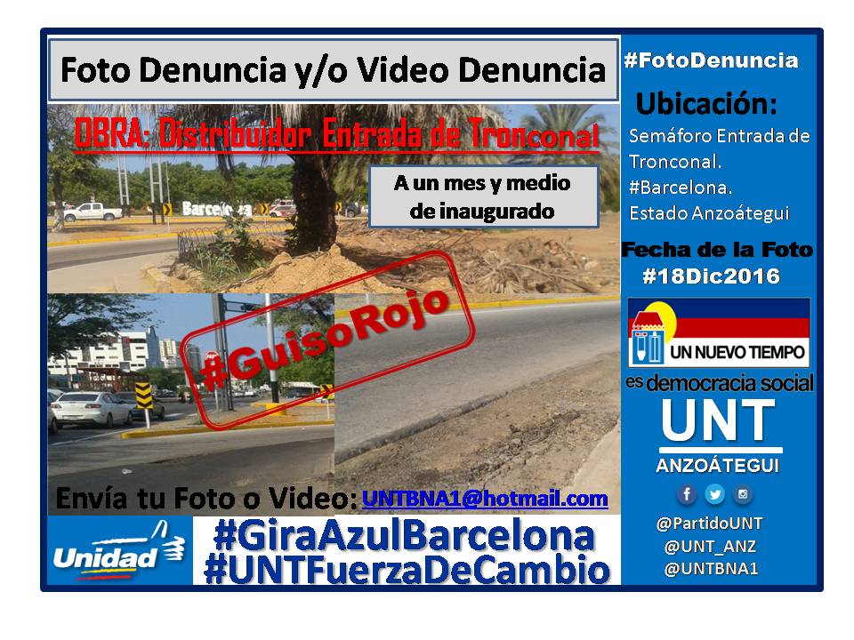 untbna1's tweet photo. #19D #FotoDenuncia Dist. Entrada Tronconal #Bna #Anz @partidoUNT @ElNacionalWeb @ElUniversal @Diario_ElTiempo @DiarioElNorte @elmercurioweb https://t.co/9C0OL7ko57