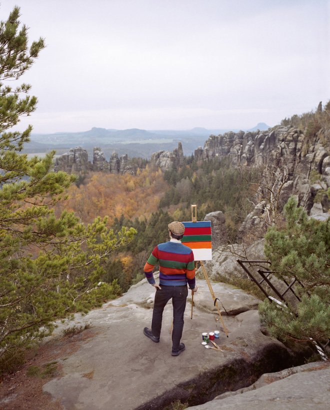Artist Travels to Various Locations Only to Paint the Pattern of His Own Shirt