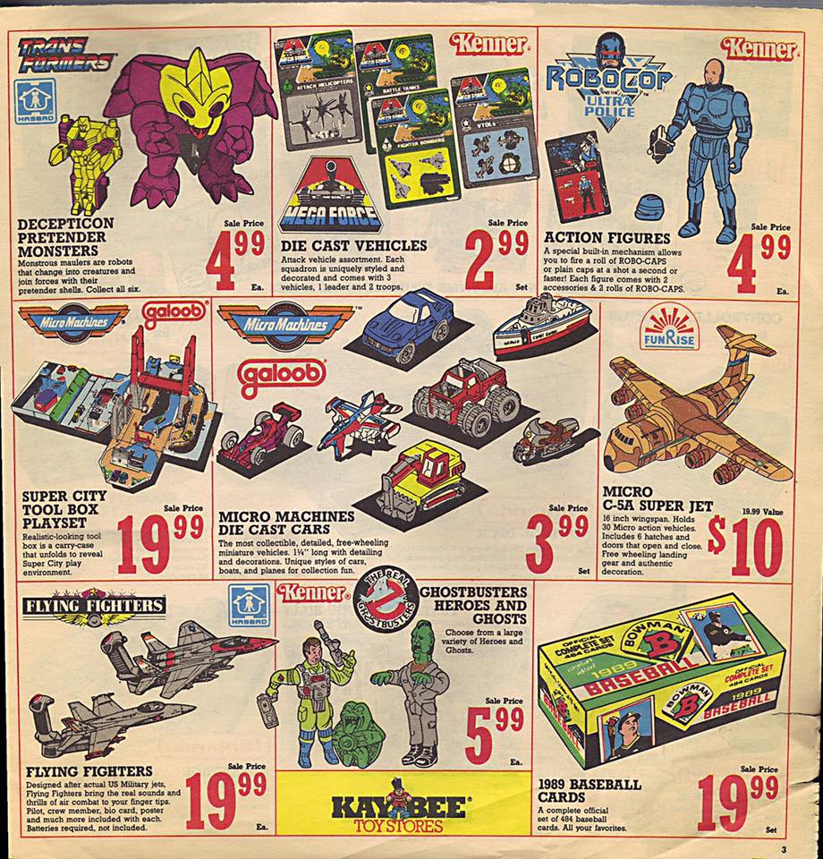 reactionfigure's tweet photo. Transformers, Mega Force, Robocop, Micro Machines and The Real Ghostbusters toys and action figures at Kay-Bee Toy Stores. https://t.co/IKXMU5S7v2