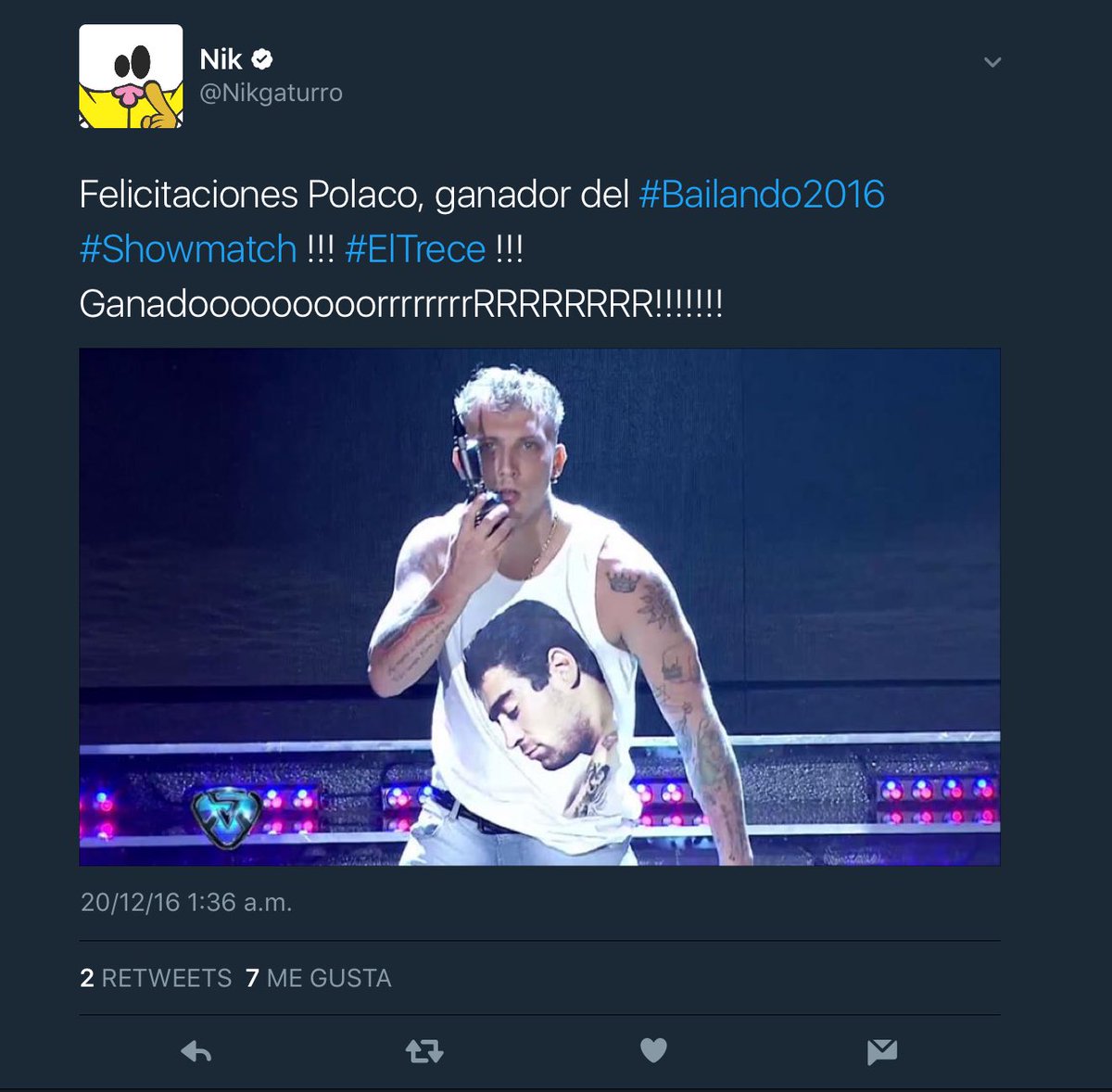 cayetano_asis's tweet photo. Acá mi mejor alumno, @Nikgaturro, dice que ganó el Polaco. Ni yo le pifio tanto en las predicciones. #Showmatch2016 https://t.co/9vaQPa6UXJ
