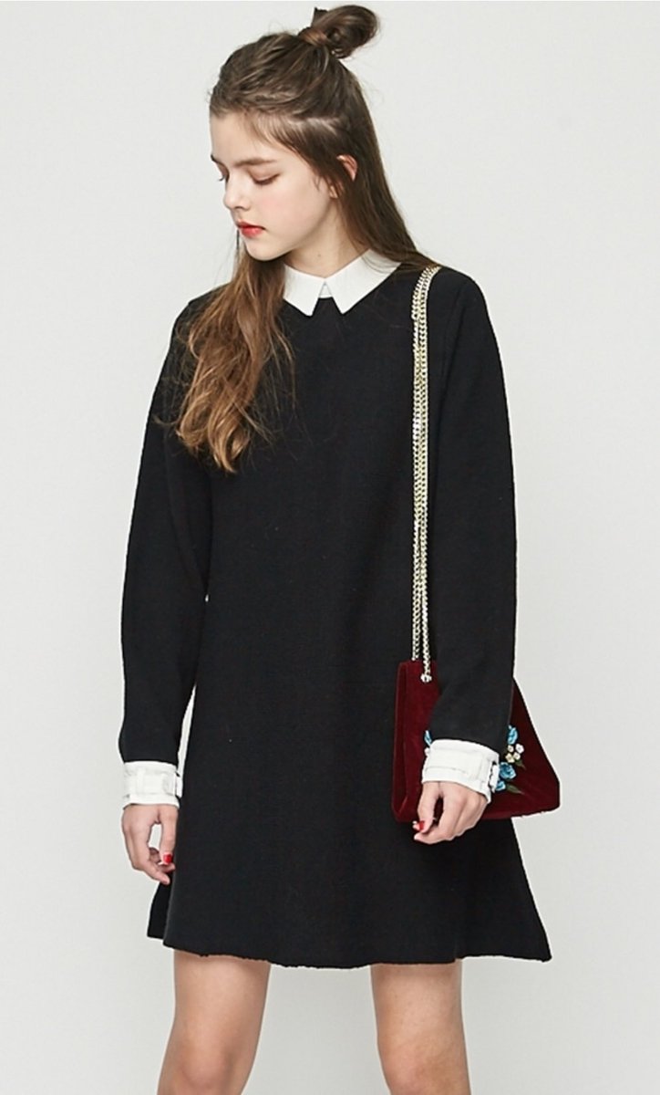 O Xrhsths Jouetie 福岡ソラリアプラザ店 Sto Twitter 新作商品 グットガールニットワンピース 8000 Tax レトロな雰囲気の襟付きワンピース スタイルを良く見せるaラインシルエットと袖口のベルトもポイント