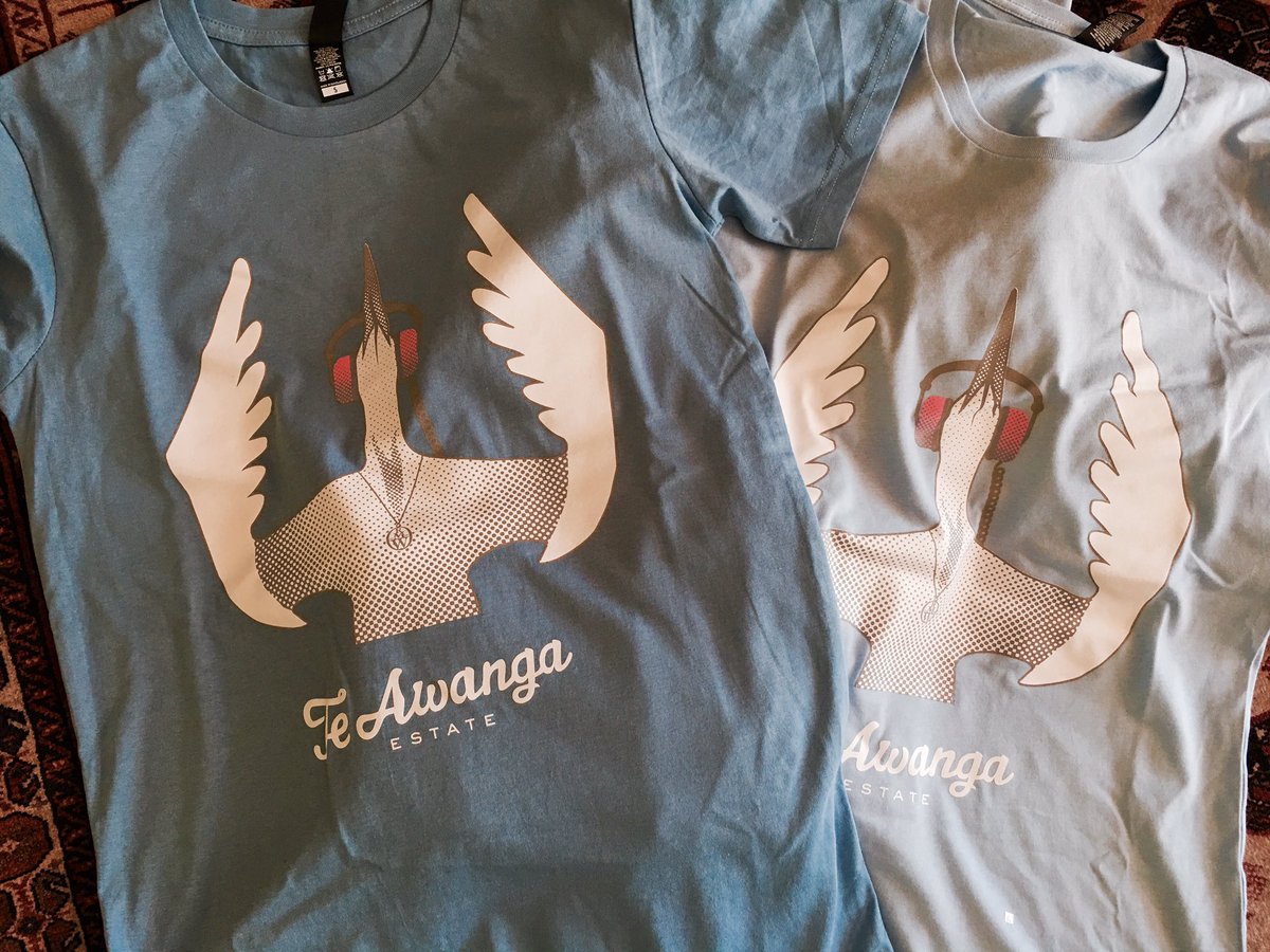 rodmcdonaldwine's tweet photo. Giving you the bird! We've just done a re-print of our all-time favourite #teAwanga tee. Limited numbers for sale at our #cellardoor #nzwine https://t.co/a2YojrI8TO