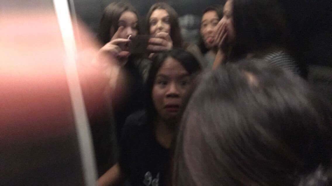 luhstfuhl's tweet photo. Before and during selfie of when the elevator worked and then dropped. https://t.co/jMcI3WeVF8