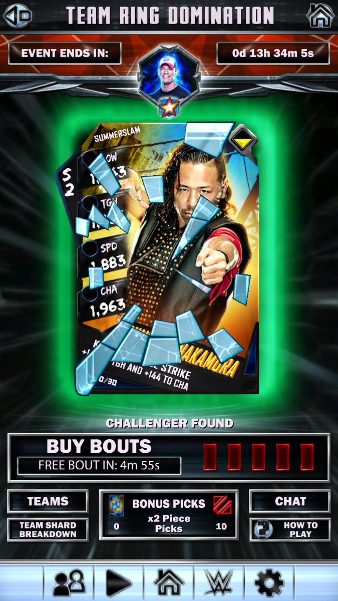 Jagnarok's tweet photo. Playing #TeamRingDomination for a #SummerSlam @ShinsukeN card. Just pulled one in Wild Mode. That's gonna be a Pro! What's the chances? https://t.co/24qiKjS74G