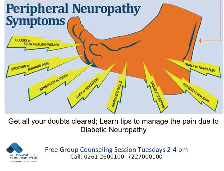AdcplInfo's tweet photo. #DoNotNeglect #DiabeticNeuropathy-Get all your doubts cleared from experts @AdcplInfo Free Group Counselling Tuesdays 2-4pm-Call 02612600100 https://t.co/6DtNpvfb2p