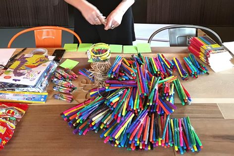 Theoneoff's tweet photo. A whole load of felt tips to go into 60 shoeboxes for @OCCUK, inspiring children all over the world to be creative this Christmas #OCCUK https://t.co/pIYmkZKrsc