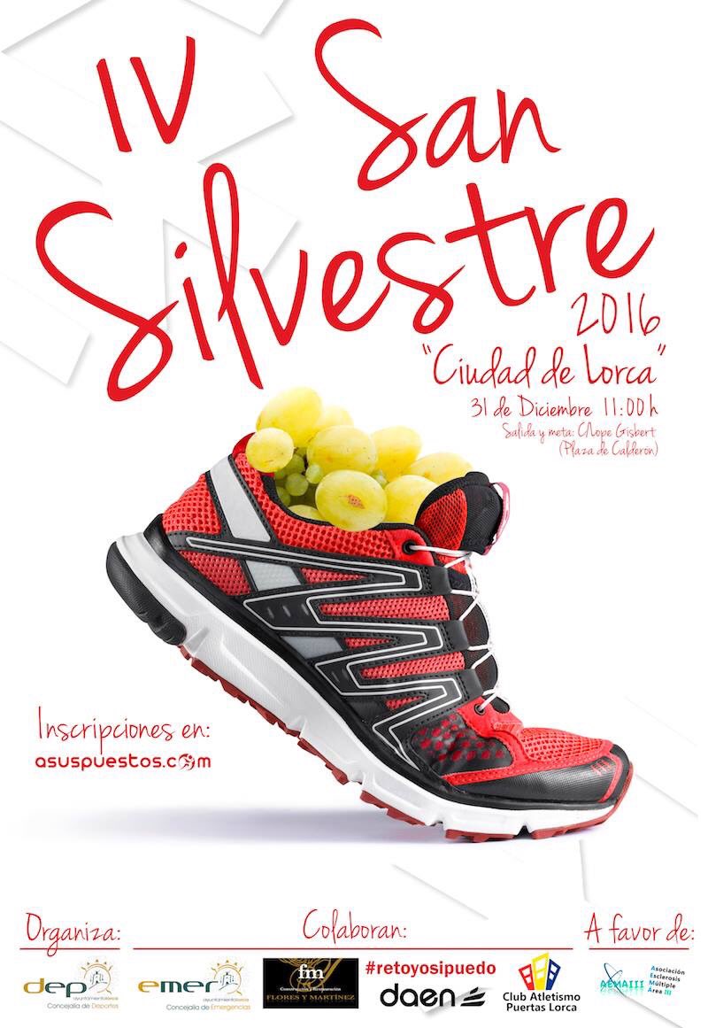 Nos vemos el 31 diciembre a las 11:00 para correr la #sansilvestre con #retoyosipuedo a favor de @aema3 Gracias a <a href="/AytoLorca/">Ayuntamiento Lorca</a>