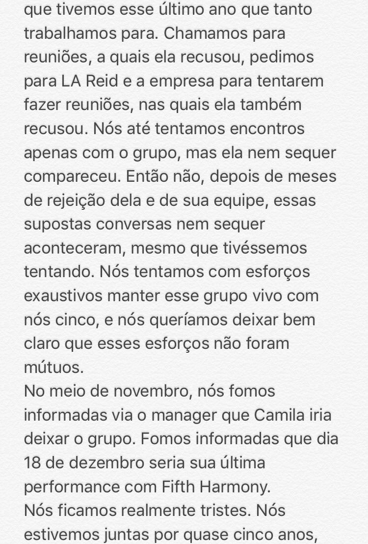 5HBrasil's tweet photo. TRADUÇÃO do texto publicado pela conta oficial (19/12) esclarecendo a saída de Camila Cabello do Fifth Harmony. https://t.co/Pqo1rFK2QE