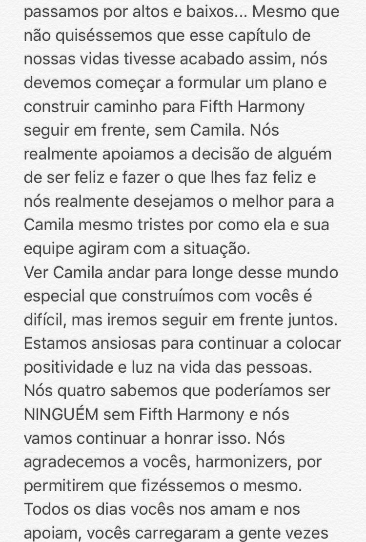 5HBrasil's tweet photo. TRADUÇÃO do texto publicado pela conta oficial (19/12) esclarecendo a saída de Camila Cabello do Fifth Harmony. https://t.co/Pqo1rFK2QE
