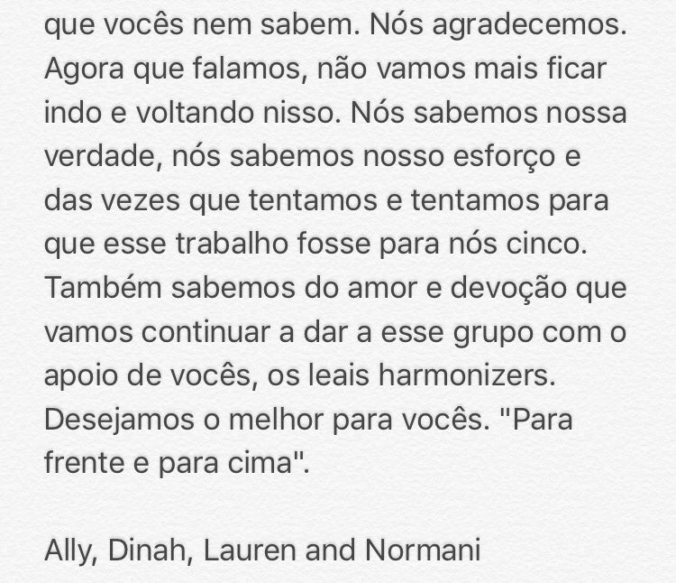 5HBrasil's tweet photo. TRADUÇÃO do texto publicado pela conta oficial (19/12) esclarecendo a saída de Camila Cabello do Fifth Harmony. https://t.co/Pqo1rFK2QE
